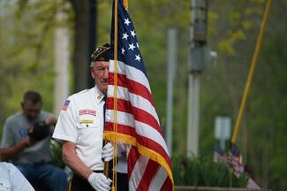 veteran with flag