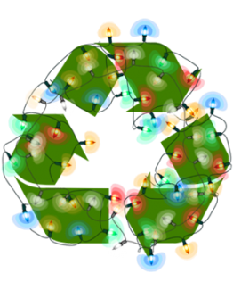 Recycle symbol with holiday lights