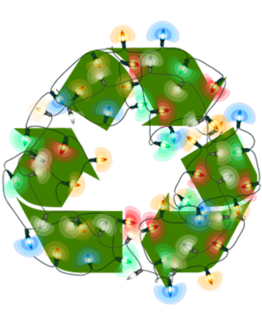 Recycle symbol with holiday lights