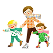 Illustration of family ice skating