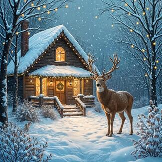 deer standing in front of a house